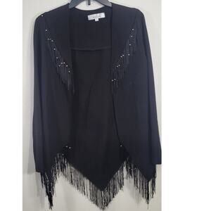 Oh My Love Kimono Black Fringe Size Small Cowgirl Western Boho Rock Goth Kimono